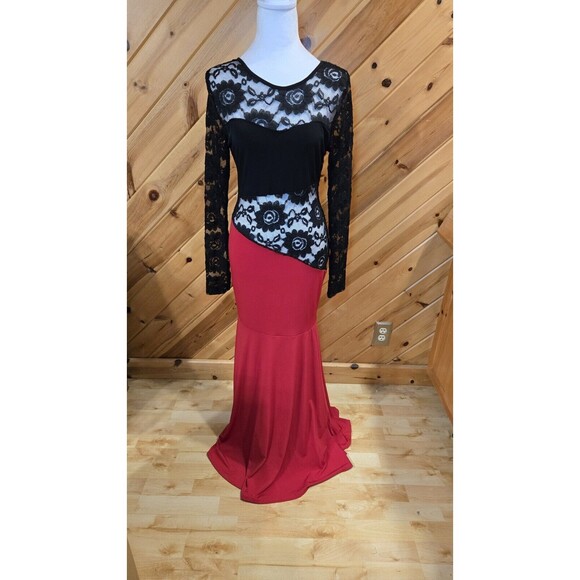 Made in the USA‎ Lace/Rayon Full Length Sexy Dress Open Back Large Stretch - Picture 1 of 15